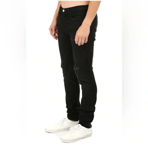FRAME DENIM Men’s L’Homme Skinny Fit Distressed Jeans in Black (Pinnacle) 32 - Picture 1 of 14